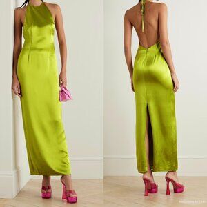 Staud Janet open-back satin halterneck maxi dress